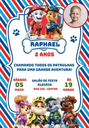 Invito di compleanno Paw Patrol – Statico – Convites e Artes Digitais
