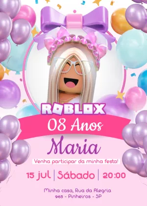 Invito di compleanno Roblox – Statico – Myanne Figueiredo