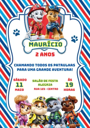 Invito di compleanno Paw Patrol – Statico – Convites e Artes Digitais