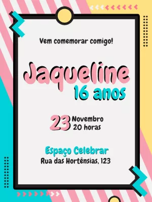 Convite de Aniversário Pop Art Estilo Retrô para Editar Online