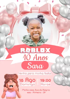 Invito di compleanno Roblox – Statico – Myanne Figueiredo