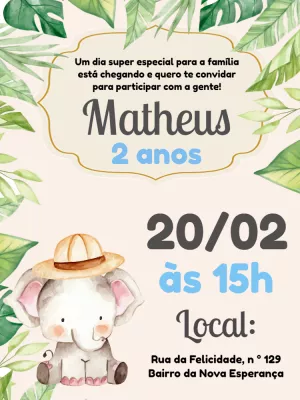 Safari Birthday Invitation – Static – Pedro Henrique