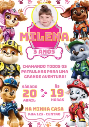 Invito di compleanno Paw Patrol – Statico – Convites e Artes Digitais