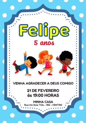 Convite 3 Palavrinhas Aniversário Infantil para Editar