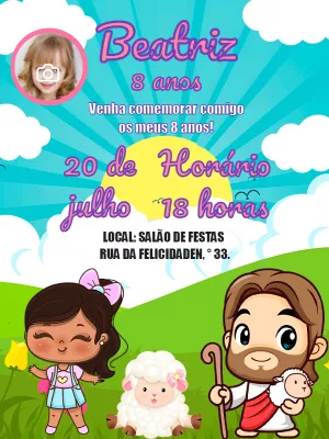 Convite Aniversário Jesus com Foto para Editar Online