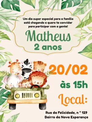 Safari Birthday Invitation – Static – Pedro Henrique
