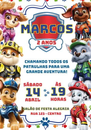 Paw Patrol Birthday Invitation – Static – Convites e Artes Digitais