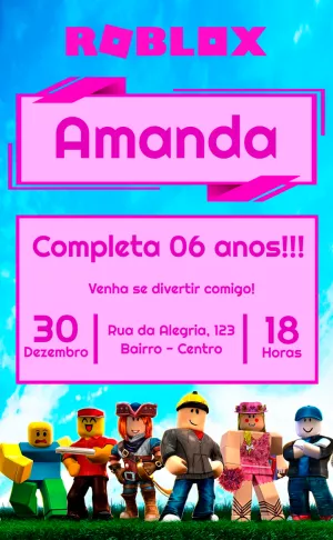 Invito di compleanno Roblox – Statico – Alllisson Rodrigo