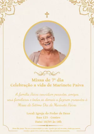 Convite Missa de Sétimo Dia com Foto para Editar Online