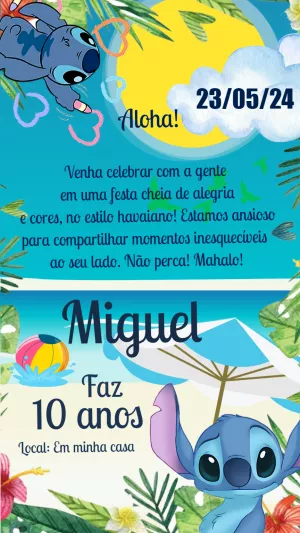 Invitación de cumpleaños Stitch – Estático – Cleiton Camilo santos da Silva