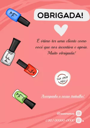 Cartão de Agradecimento Manicure com Esmaltes para Editar Online