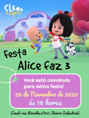 Convite de Aniversário Cléo e Cuquin para Editar Online