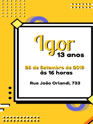 Convite de Aniversário Pop Art Geométrico para Editar Online