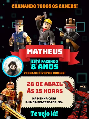 Invito di compleanno Roblox – Statico – Pedro Henrique