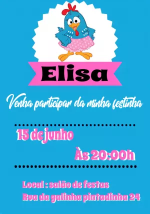 Galinha Pintadinha Birthday Invitation – Static – Thainá Nicolau 