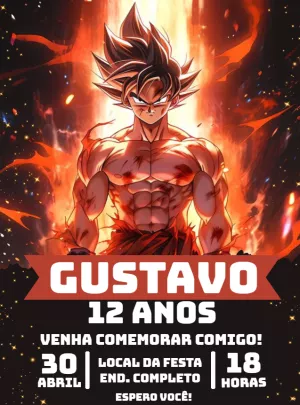 Convite Aniversário Goku Dragon Ball para Editar Online