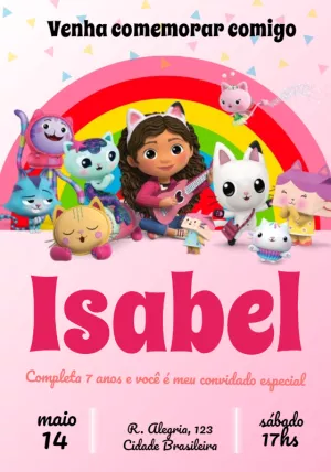 Invitación de cumpleaños La casa de muñecas de Gabby – Estático – Julia B