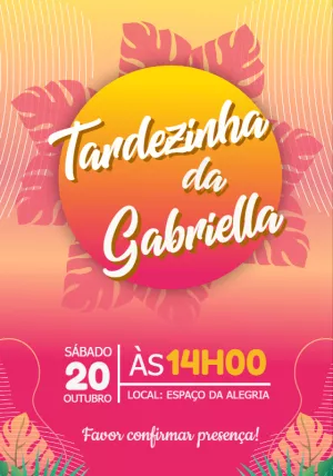 Convite Aniversário Tardezinha Tropical para Editar Online