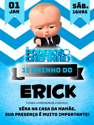 Convite de Aniversário Poderoso Chefinho para Editar Online