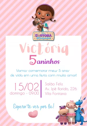 Convite de Aniversário Doutora Brinquedos para Editar Online