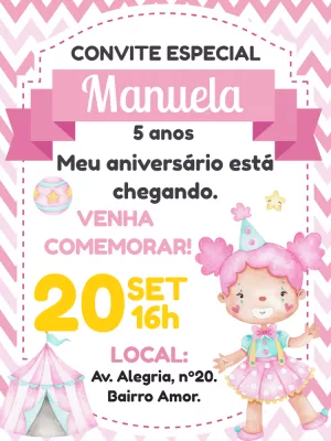 Invitation d'anniversaire Cirque – Statique – Bella Liz Convites