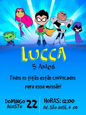 Convite de Aniversário Jovens Titãs para Editar e Imprimir