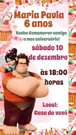 Convite de Aniversário Detona Ralph para Editar Online