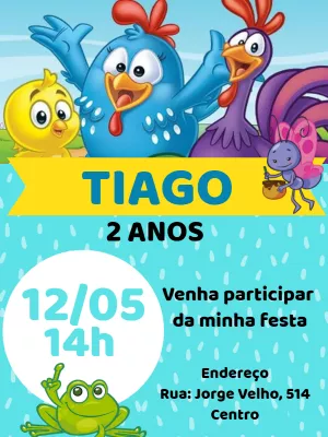Convite de Aniversário Galinha Pintadinha para Editar Online