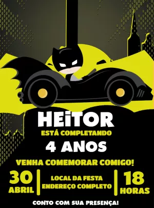 Convite de Aniversário Batman Toy Editável Online