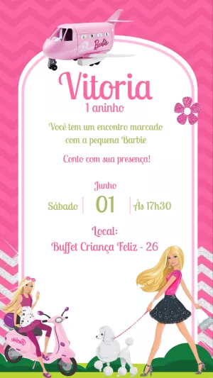 Invitación de cumpleaños Barbie – Estático – Gisele