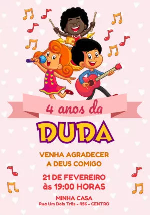 Convite Aniversário 3 Palavrinhas com a Turma para Editar