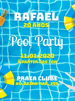 Convite de Aniversário Pool Party para Editar Online e Imprimir