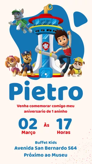 Invito di compleanno Paw Patrol – Statico – Gisele