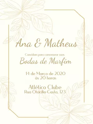 Convite Bodas de Marfim Floral Elegante para Editar Online