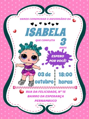 Convite Aniversário Lol Surprise Editável Online