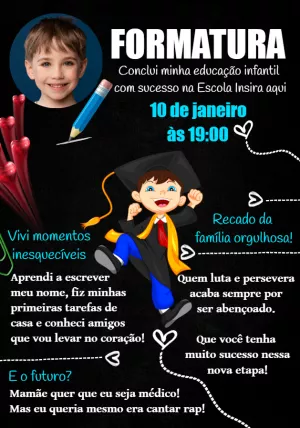 Convite Formatura Infantil com Foto para Editar Online