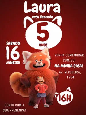 Convite de Aniversário Red Crescer é uma Fera para Editar Online