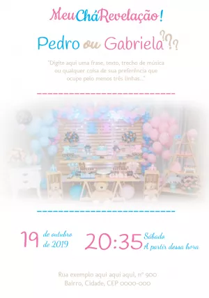 Convite Chá Revelação com Foto para Editar Online