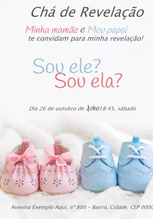 Convite Chá Revelação Sapatinhos para Editar Online