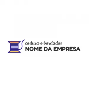 Logo Editável de Costura e Bordado com Carretel para Criar