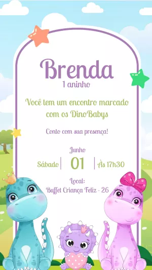 Invitación de cumpleaños Dinosaurio – Estático – Gisele