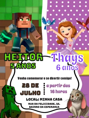 Invitación de cumpleaños Princesas – Estático – Pedro Henrique