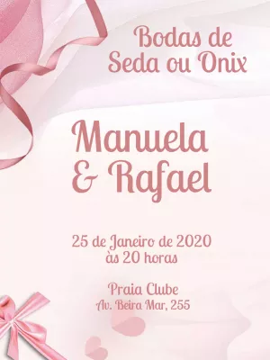 Convite Bodas de Seda ou Onix Romântico para Editar Online