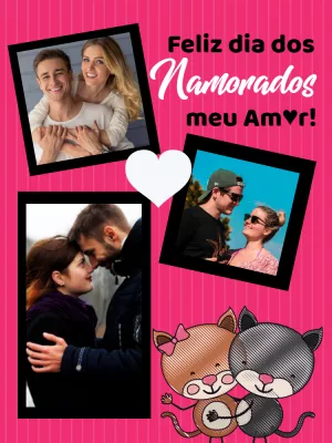 Cartão Dia dos Namorados com Fotos para Editar Online