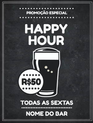 Cartaz de Happy Hour Estilo Quadro Negro para Editar Online