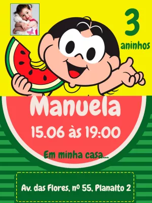 Invitation d'anniversaire Turma da Mônica – Statique – Mimo Digital