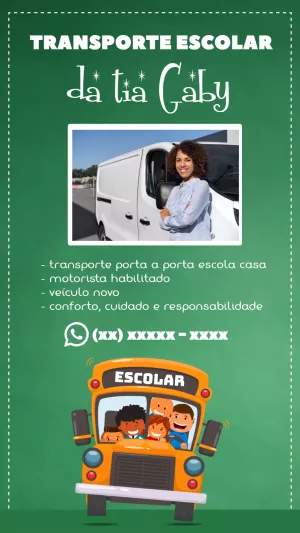 Cartão Virtual de Transporte Escolar para Editar Online