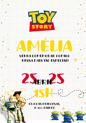 Convite Aniversário Toy Story com Amigos para Editar Online