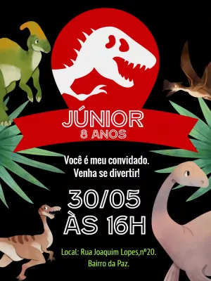 Invitación de cumpleaños Dinosaurio – Estático – Gley Leobas
