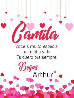 Cartão de Amor com Corações Rosa para Editar Online